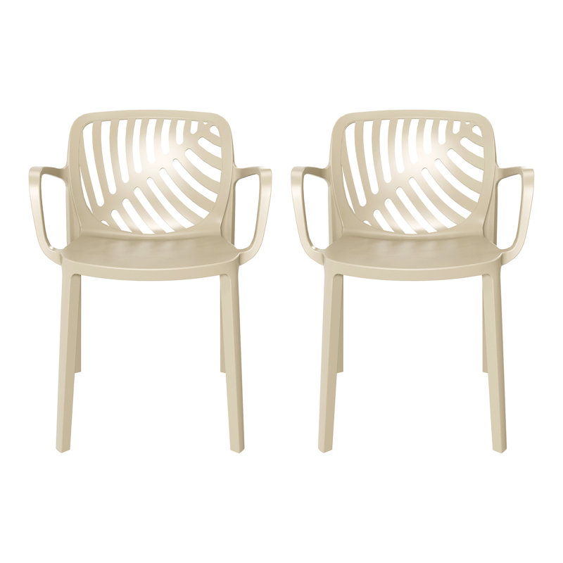 Chaise de salle à manger d'extérieur empilable (ensemble de 2), Sable