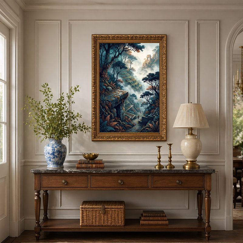 Art mural sur toile Misty Jungle, 18"H x 12"W