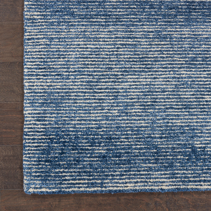Tapis bleu touffeté à la main Zendejas, Rectangle 9 pi 6 po x 13 pi