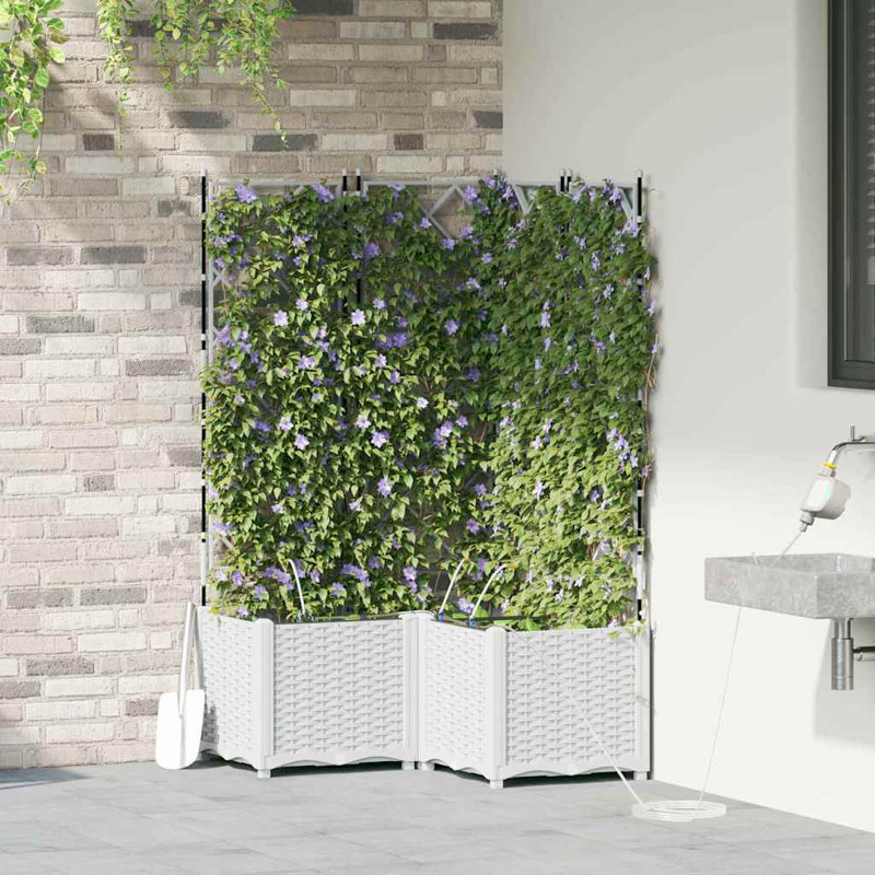 Garden Planters White 142 Cm Steel, 142cmH x 80cmW x 80cmD, White
