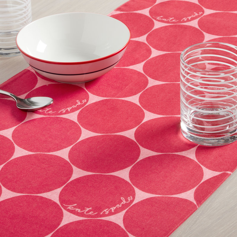 Loop And Dot Geometric Table Runnner, 108" x 15", Pink Blush