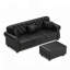 Canapé Chesterfield 82,6 po avec garniture cloutée et accoudoirs roulés de style moderne de 82,6 po avec capitonnage à boutons et capitonné, comprend 3 coussins, noir-2072339458