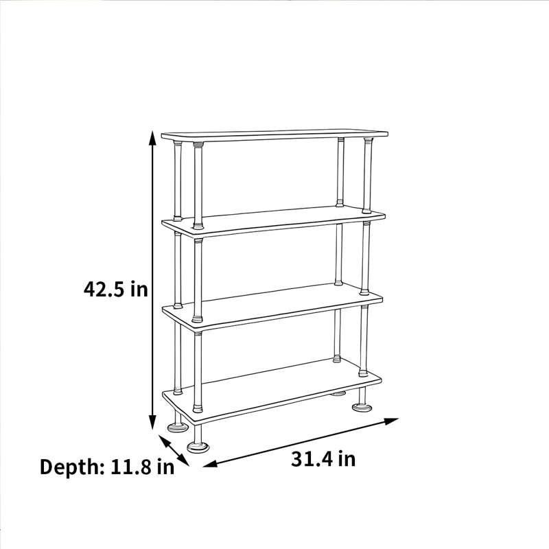 Simple and high-quality bookcase, (4 Shelves) 42.5"H x 31.4"W x 11.8"D