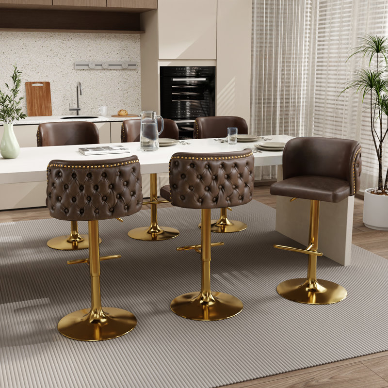 Ensemble de 6 tabourets de bar Modern, Doré, Brun
