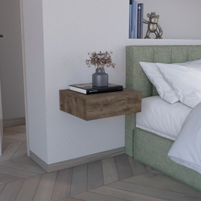 Floating Nightstand 5"H, Modern Wall-Mounted Bedside Shelf With Drawer
