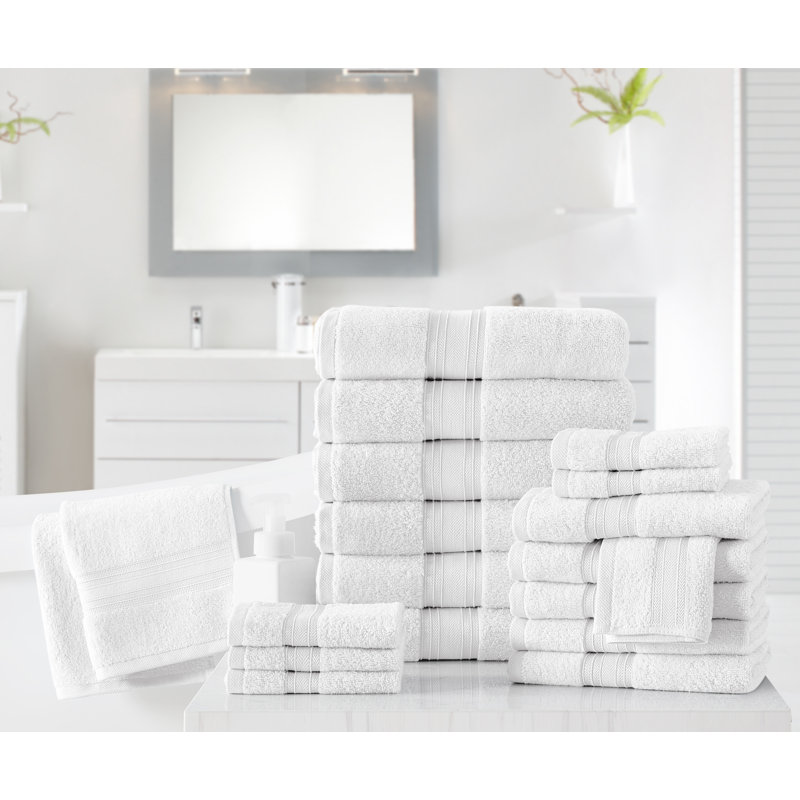 Ensemble de 18 serviettes en coton 18 pièces, Blanc