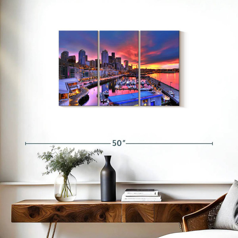 Seattle Marina At Dawn, 20" H x 33" W