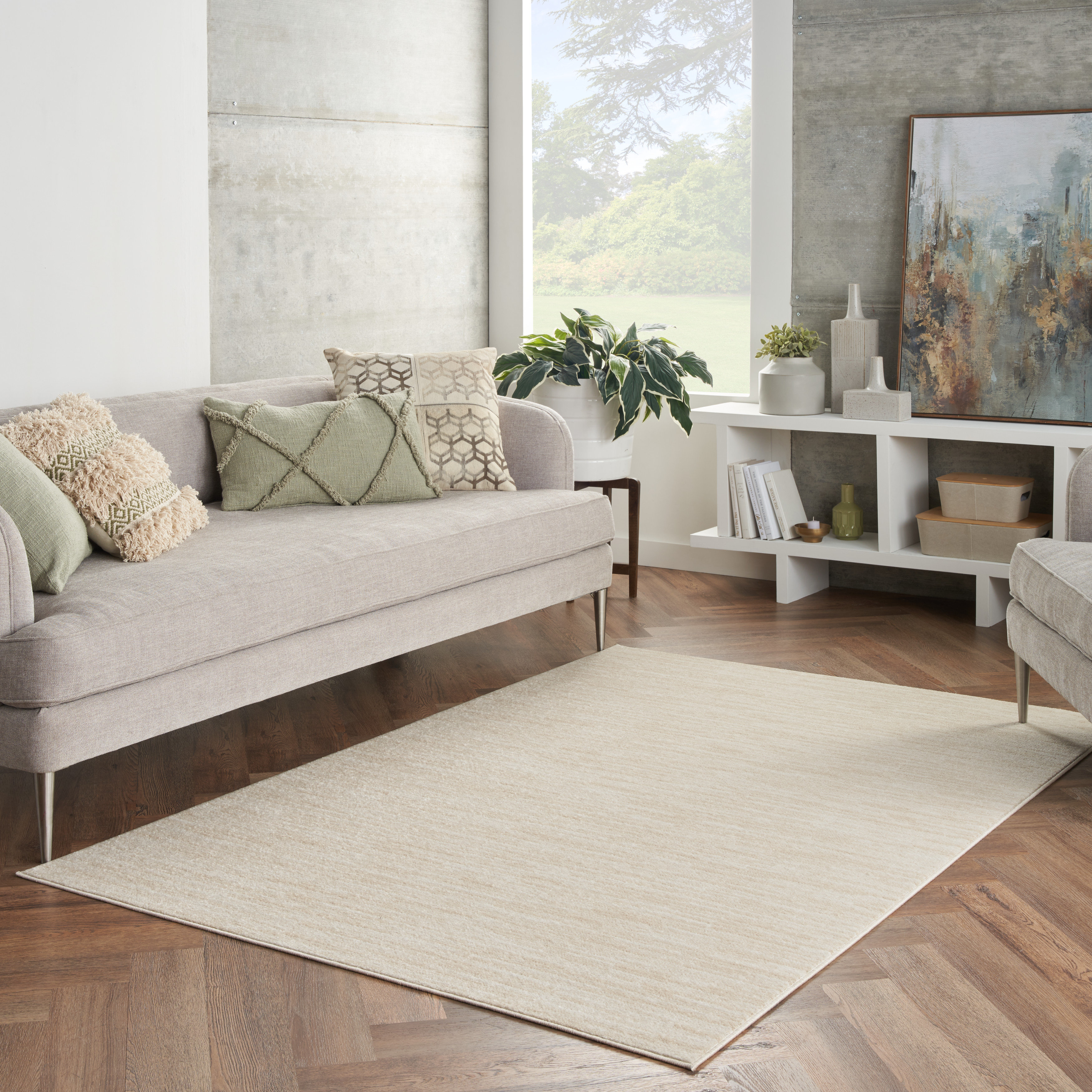 Solid Ivory/Beige 8x11 Area Rug