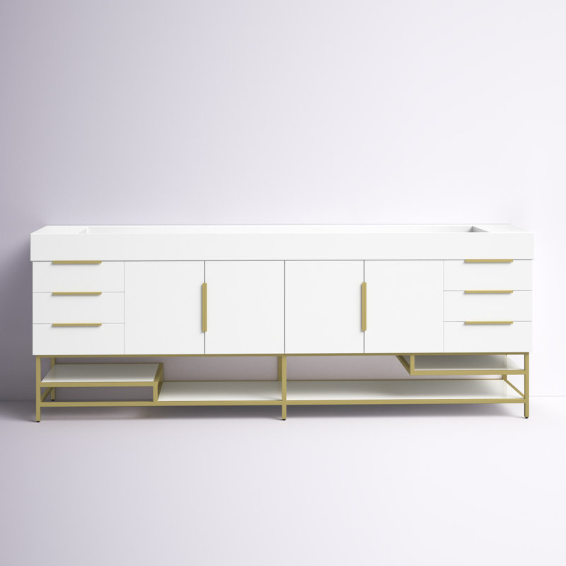 Ensemble de meuble-lavabo double l 83 po Glasgow, Blanc ultrabrillant