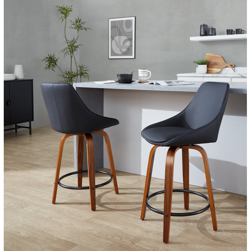 Rebecka Diana Counter Stool - Set Of 2, Counter Stool (24.75” Seat Height), Black