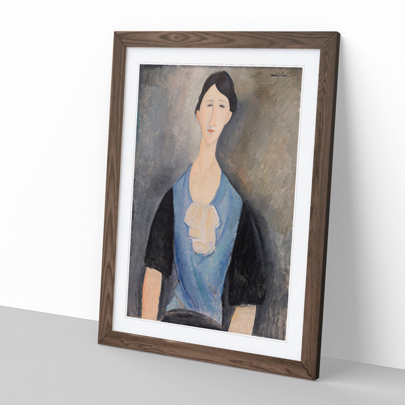 Portrait of a Woman Vol.6 by Amedeo Modigliani - Framed Print, 36cm H x 27cm W x 2cm D, Walnut Framed