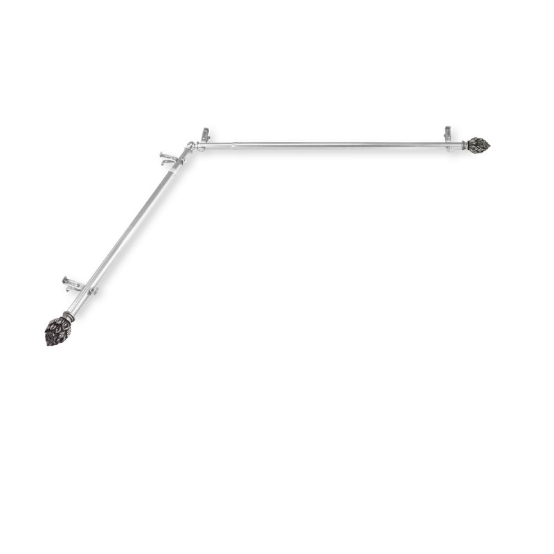 Tringle à rideaux simple en angle Leatherhead, 28 po à 48 po, Nickel satiné