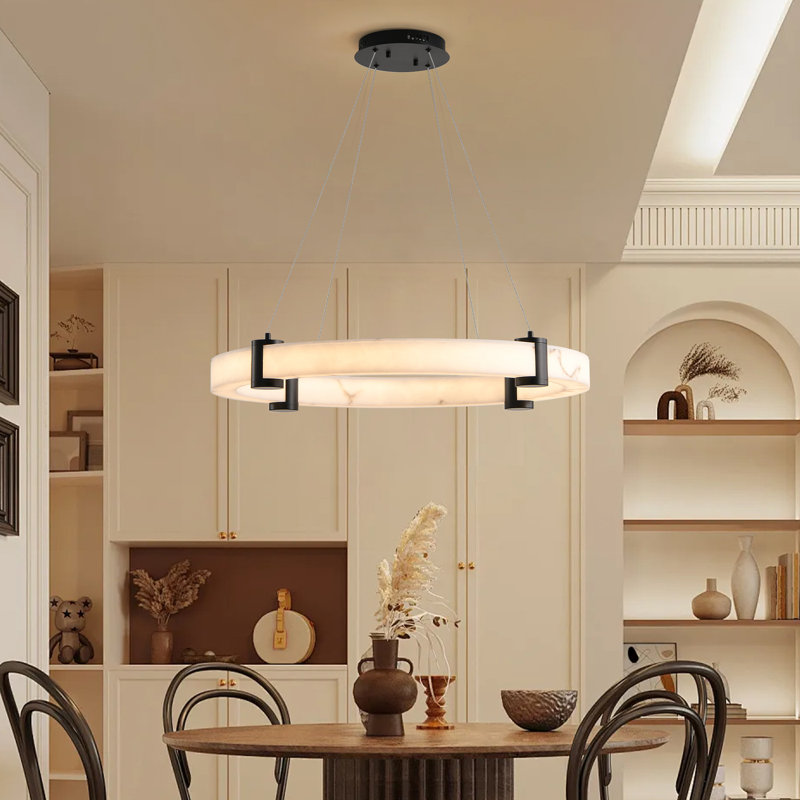 1-Matte black LED iron pendant light