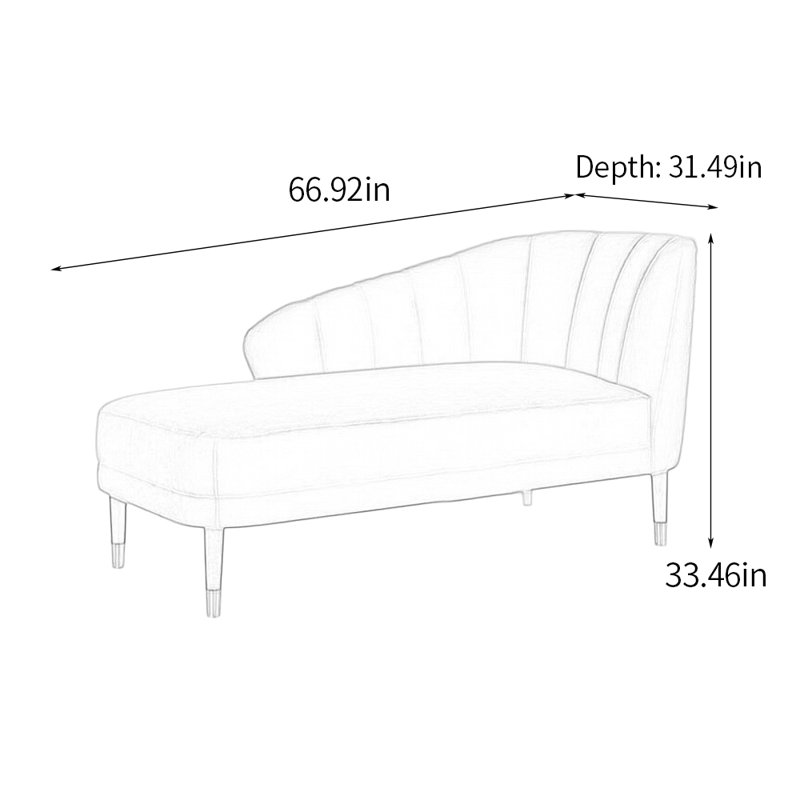 Chaise longue rembourrée Calev, Chaise longue à accoudoir droit