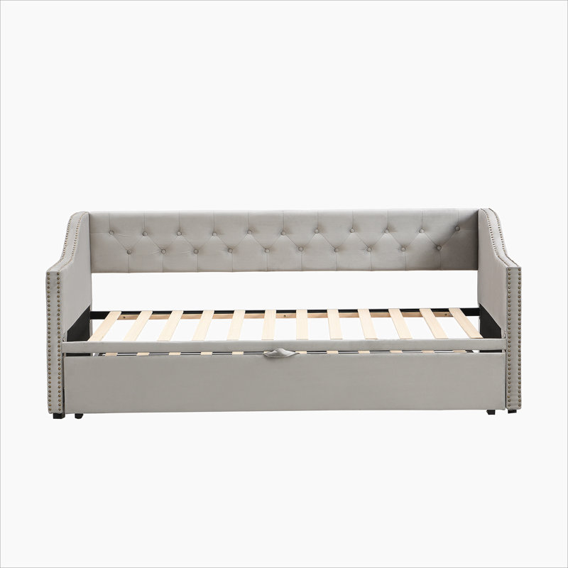 Lit de jour rembourré avec couchette Feaman, Gris