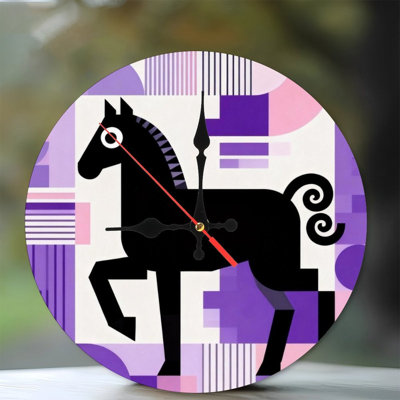 Horloge murale ronde en bois 10 po, mouvement à quartz silencieux, imprimé UV, à piles
