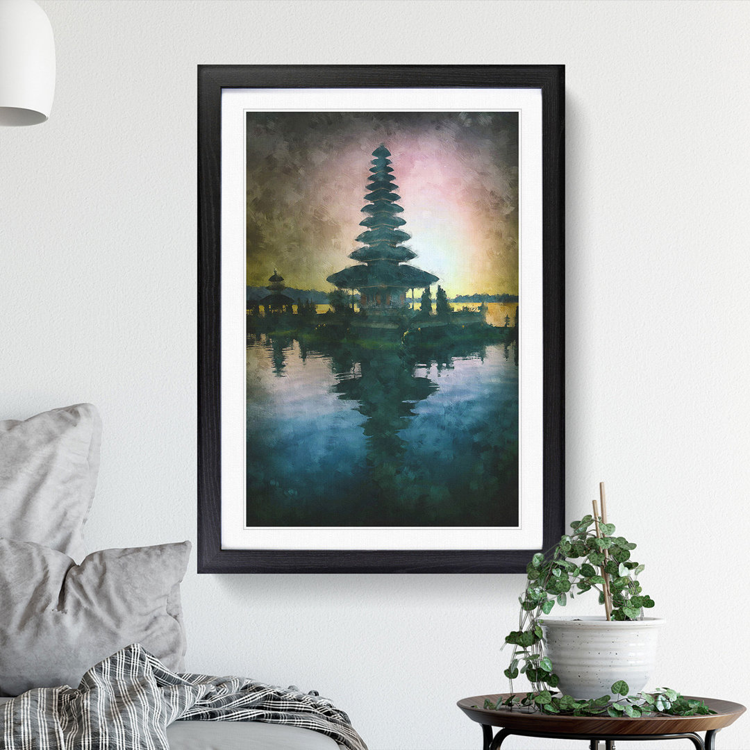 Temple in Bali Indonesia at Sunset - Picture Frame Graphic Art