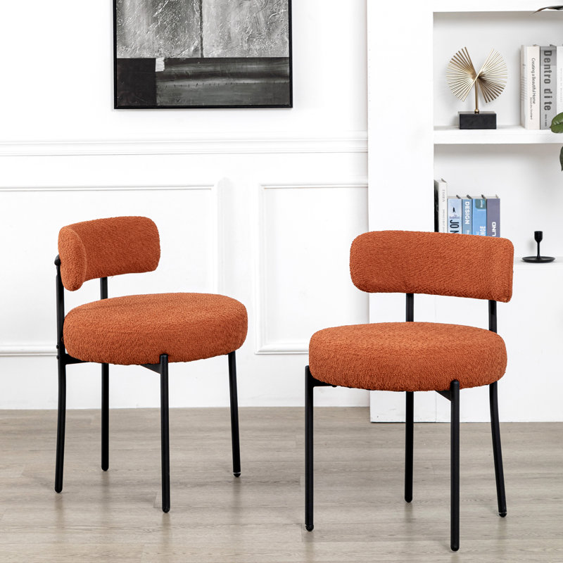 Ameira 75.95cm H Upholstered Metal Side Chair, Orange