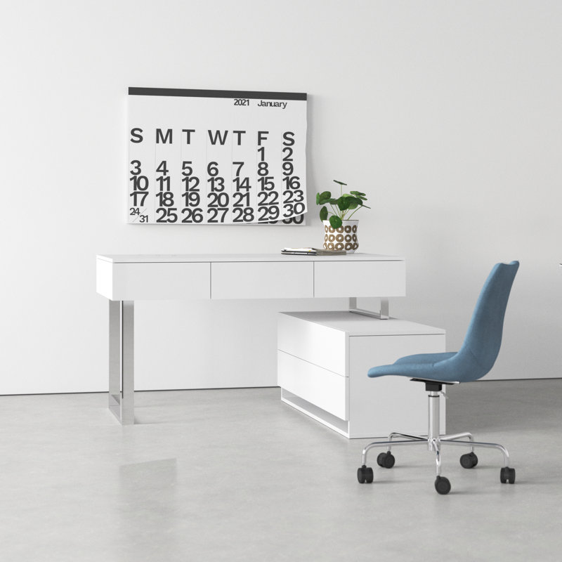 Bureau en L avec rehausse Mayes, Blanc