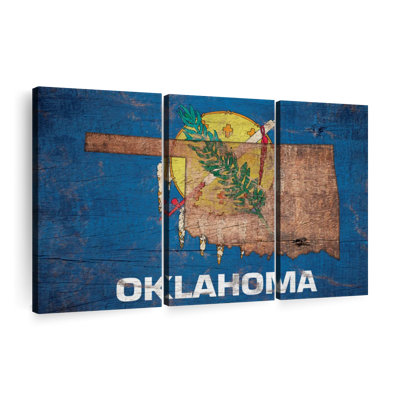 " State Map Over Oklahoma Flag " 3 - Pieces