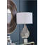 D15x29.3" White and Silver Leaf Table Lamp with Drum Shade and Marble Base (Lamp Shade Assembly Required)