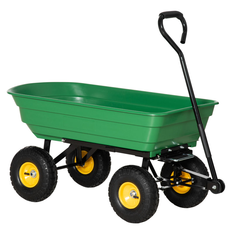 Large 109*52*94 cm Steel 1 Piece Garden Dump Cart Green with Tipping Function