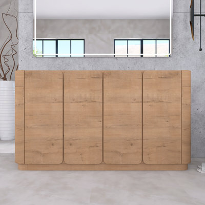 60 Inch Freestanding Bathroom Vanity Base With Soft-Close Doors and Adjustable Shelf, Imitative Oak
