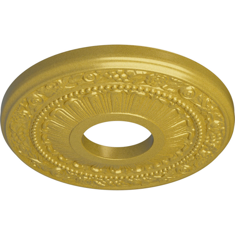 Endurathane Nadia Ceiling Medallion, 12 1/8"OD x 3 5/8"ID x 7/8"P (Fits Canopies up to 4 7/8"), Hand-Painted Rich Gold Finish