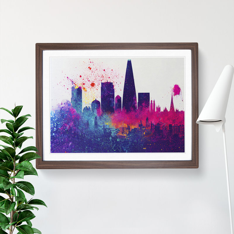 Skyscraper Skyline Vol.2 Abstract - Single Picture Frame Print, Walnut Framed, 34cm H x 46cm W x 2cm D