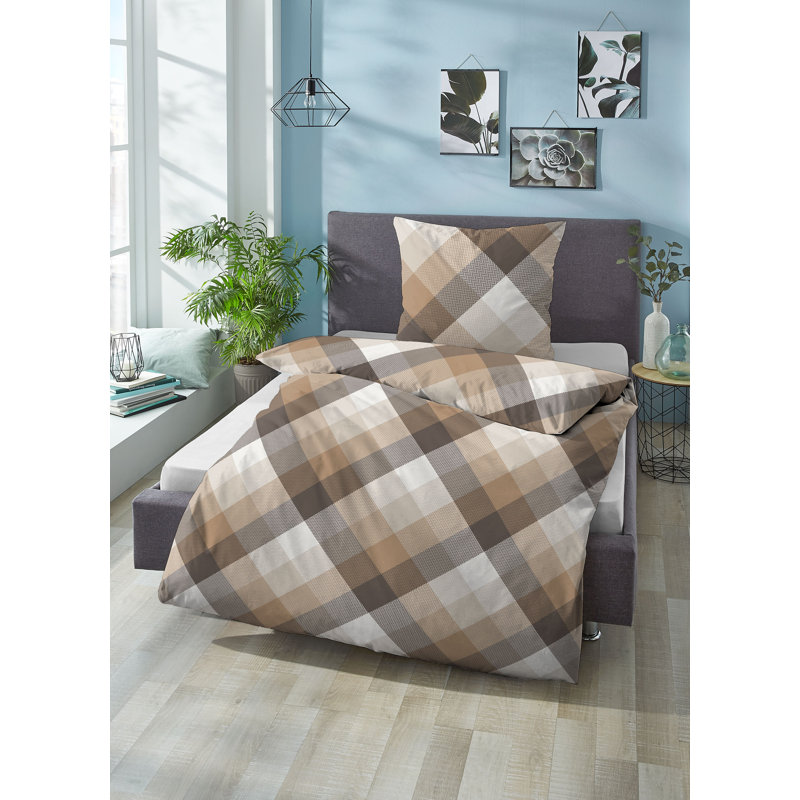 Brown Sateen 77 TC 2 Piece Duvet Cover Set, 135 x 200 cm - 1 Pillowcase (80 x 80 cm)