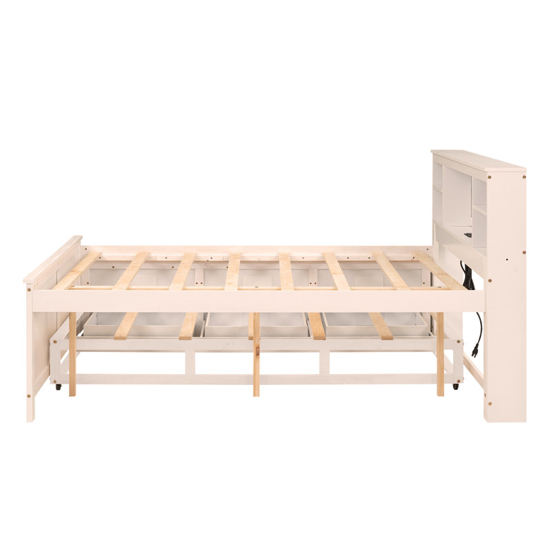 Idelson Auserine Platform Storage Bed, Full, Beige