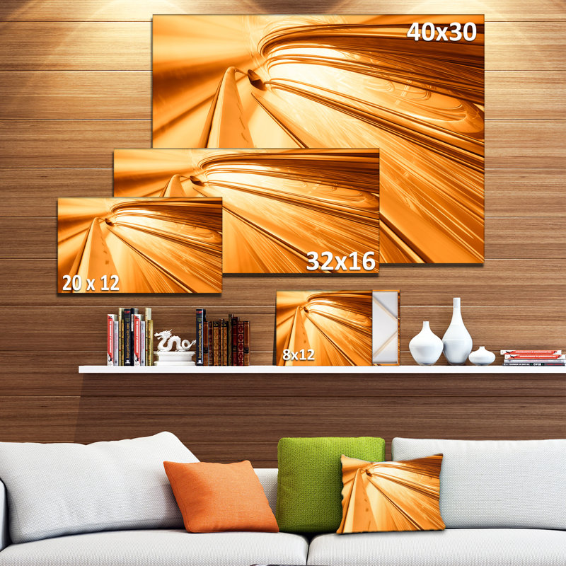 « fractal 3d brown rayures », impression sur toile tendue, H 16 po x l 32 po x P 1 po