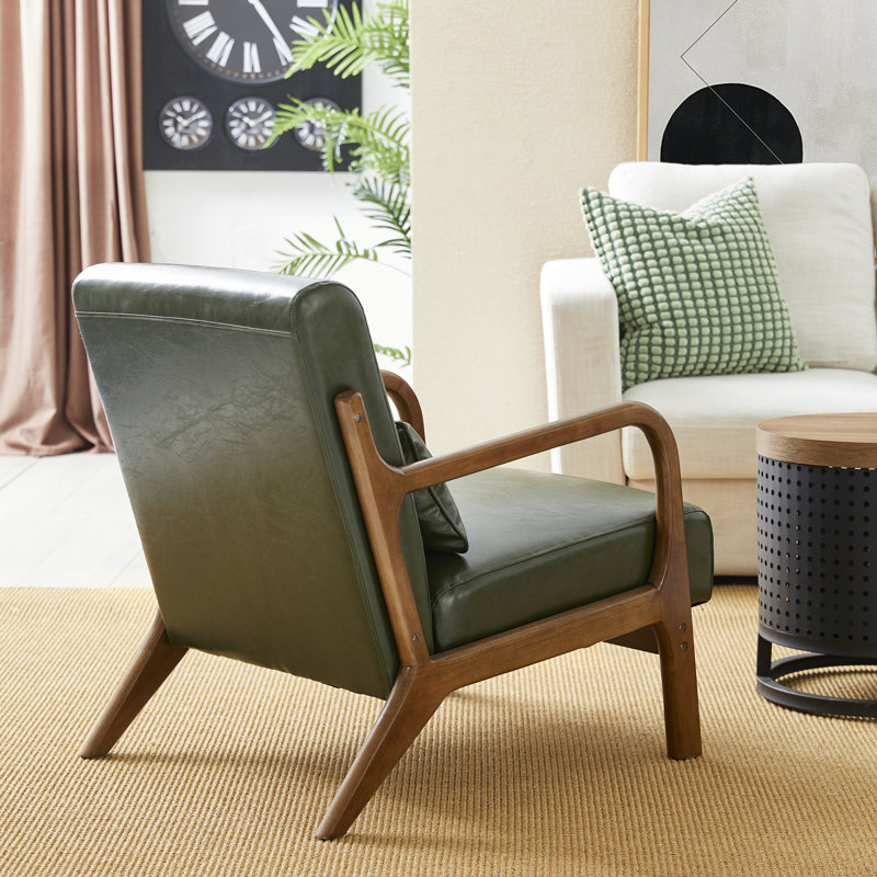 Bradley Faux Leather Armchair, Hunter Green Faux Leather