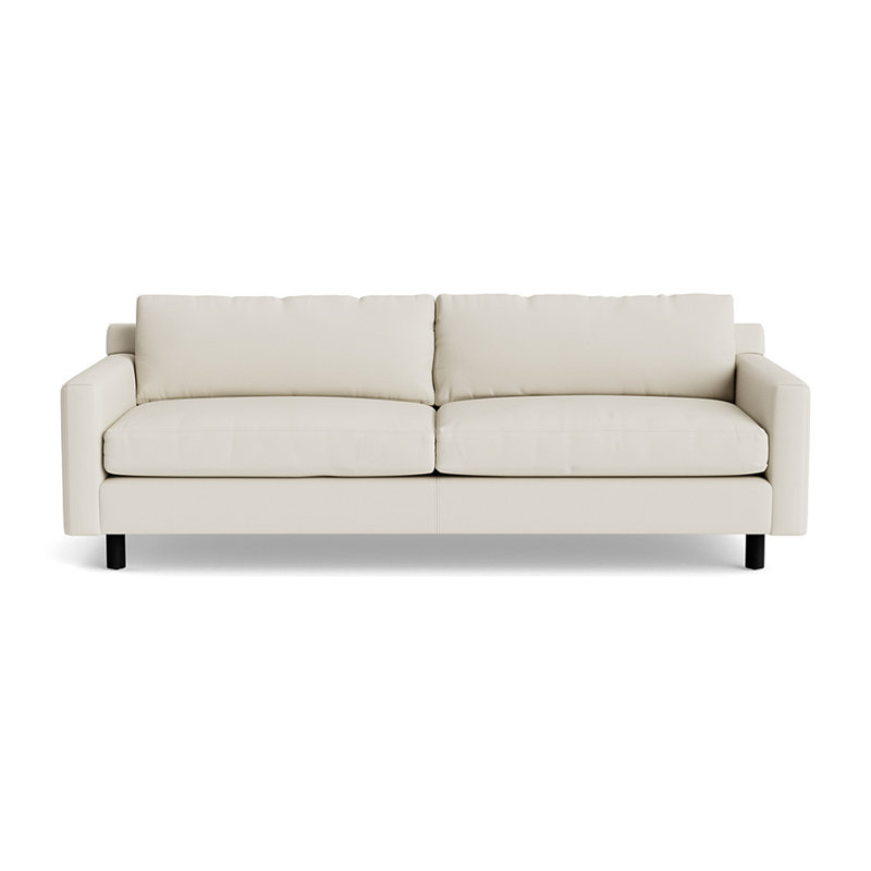 Canapé en cuir Hunter No Welt 100 avec fini en bois, H 32 po x l 100 po x P 39 po, Black, Cuir performance Greenwich - crème