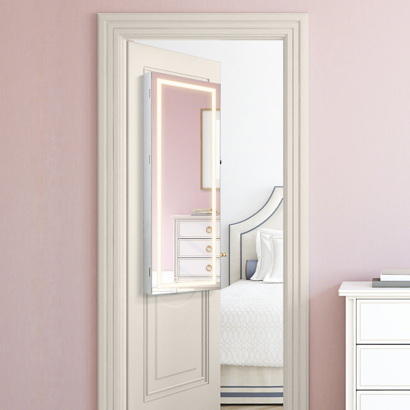 Armoire à bijoux avec miroir Daiveon, Blanc