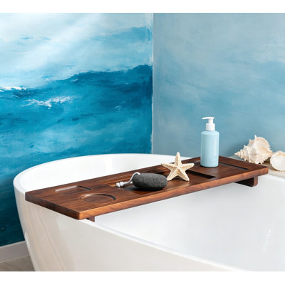 Plateau de baignoire en teck pour baignoires autoportantes, chariot de bain robuste de luxe antidérapant sans support