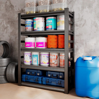 Étagère réglable en métal robuste à 5 niveaux pour tablettes de garage