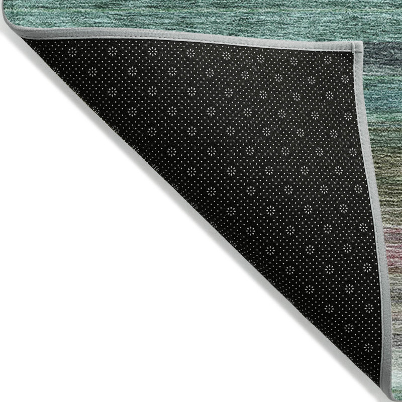 10' X 14' Sage Striped Washable Indoor Outdoor Area Rug