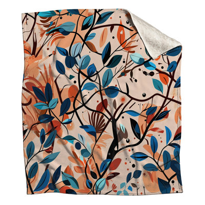 Leaves Fleece Throw Blanket - Nature Throws for Sofas or Beds