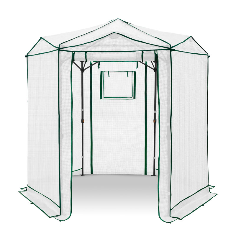 Serre de jardin portative 6,6 x 6,6 pi Hexagon, Blanc