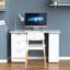 47" Modern Home Office Computer Desk Bookcase Combo Writing Table Workstation With 3 Drawer And Storage Shelf - White