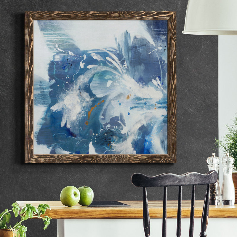 Toile encadrée de velours bleu de qualité supérieure - prête à être accrochée, H 35,5 po x l 35,5 po x P 1,5 po