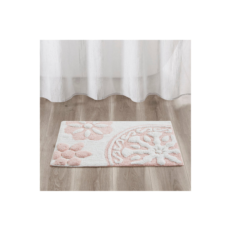 Medallion Cotton Tufted Bath Rug, Pink