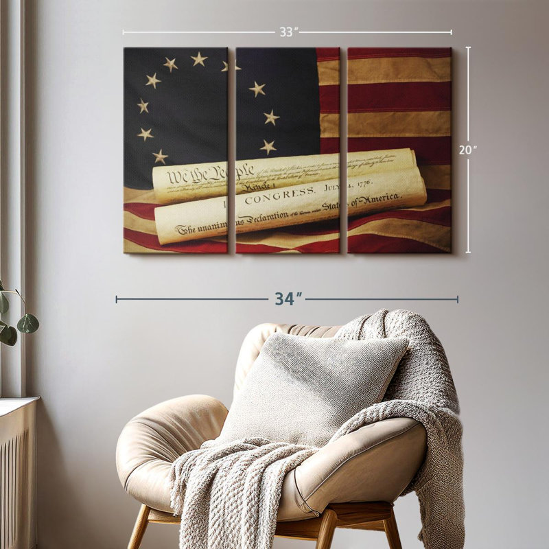 "Déclaration de la liberté" sur toile, H 20 po x l 33 po x P 1,25 po