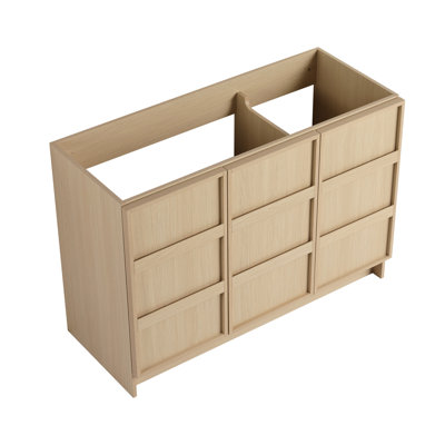Meuble-lavabo autoportant 48 po et 3 portes d'armoire à fermeture en douceur, contreplaqué, chêne Dune (KD-PACKING)