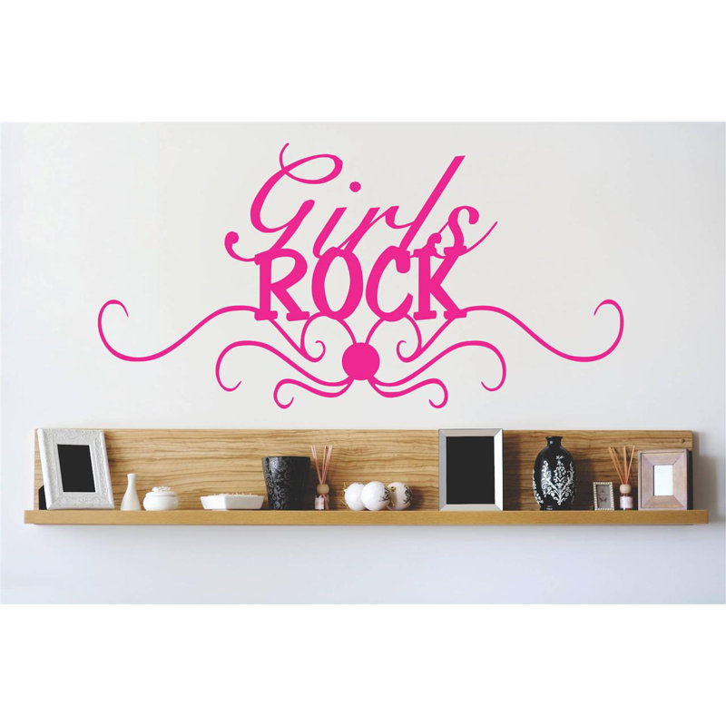 Décalcomanie murale filles rock, H 10 po x l 20 po x P 0,16 po, Rose