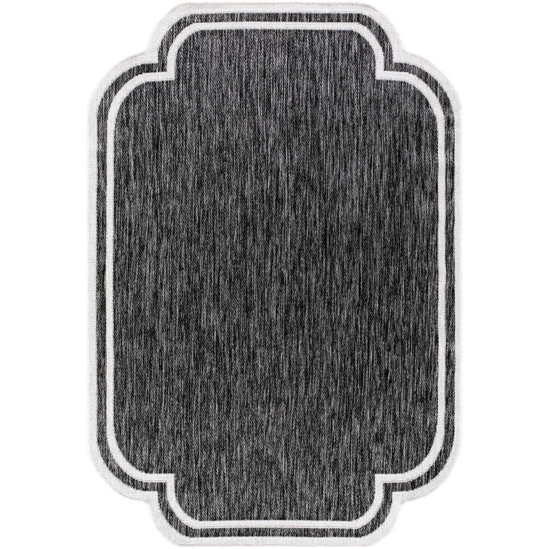Tapis tissé à la machine Skiles, Noir/crème, Rectangle 5 pi 3 po x 7 pi