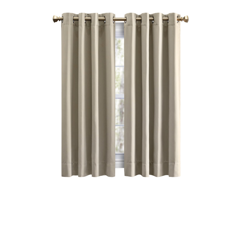 Ardelle Blackout Single Curtain Panel, Putty with Antiqued Bronze Grommets, 56" W x 45" L