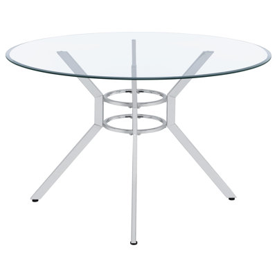 Table de salle à manger ronde Steele de 122 cm (48 po) avec dessus en verre chromé