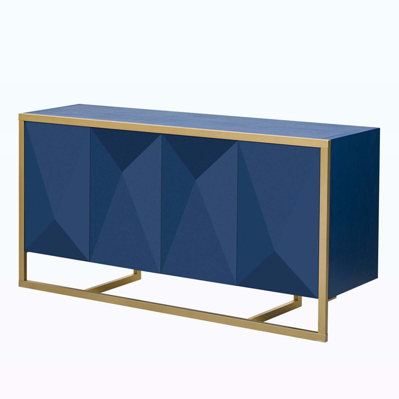 Sideboard Cabinet,for Study,Entryway,Hallway,Living Room, Navy Blue/Gold
